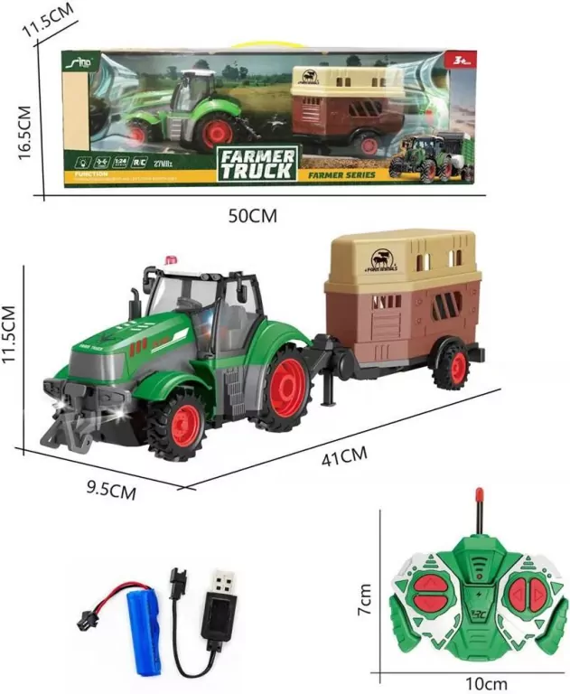 Traktor R/C z przyczepą do przewożenia koni - tantis.pl