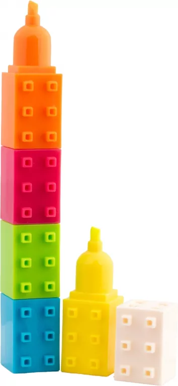 Zakreślacze klocki 5 kolorów fluo HAPPY COLOR - tantis.pl