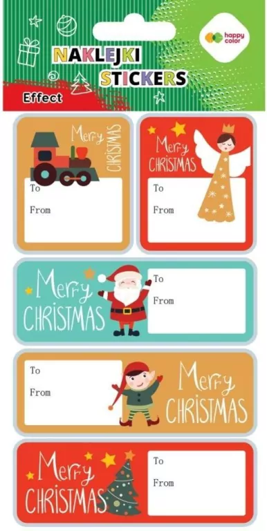 Naklejki Merry Xmas tag 10x20cm HAPPY COLOR - tantis.pl
