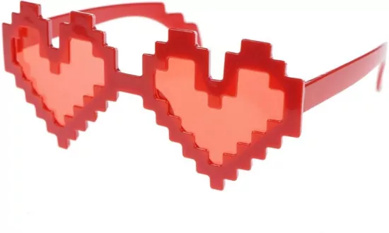 Okulary pixelowe serca