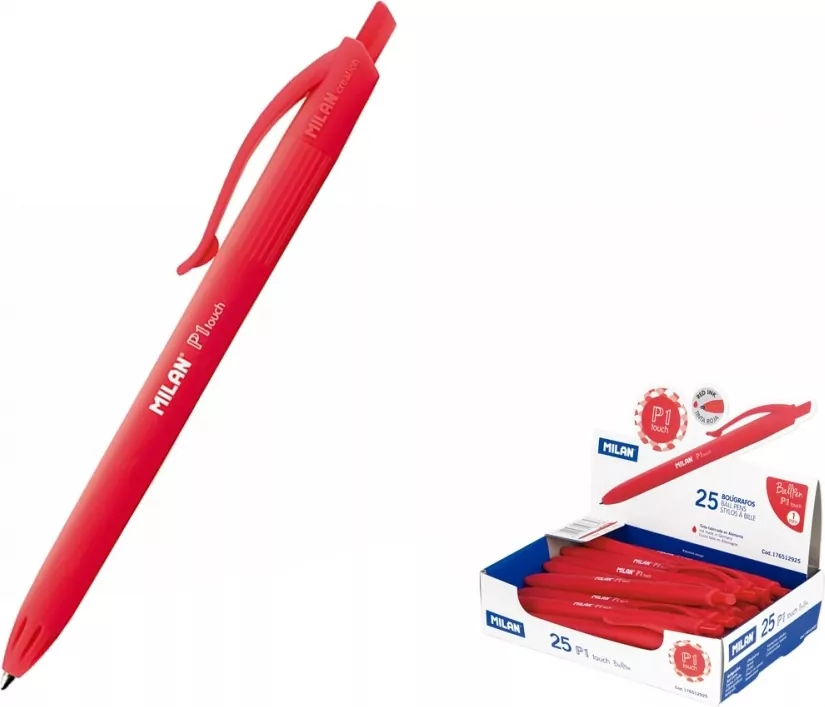 Długopis P1 Rubber Touch czerwony p25 MILAN cena za 1szt - tantis.pl