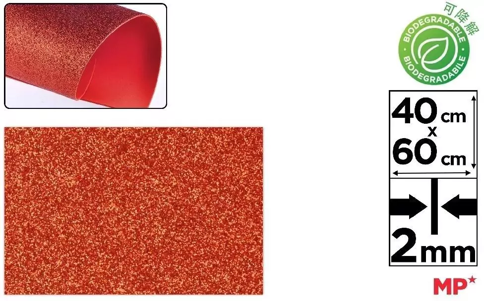 Pianka EVA dekoracyjna brokat 40x60cm czerwona - tantis.pl