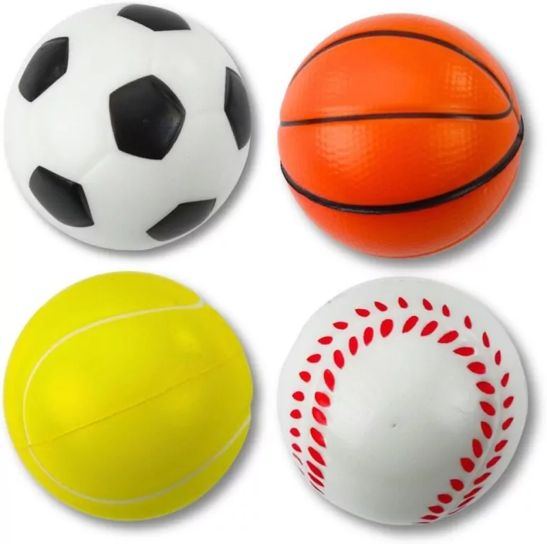 Piłeczki sportowe piankowe 6cm 4szt - tantis.pl