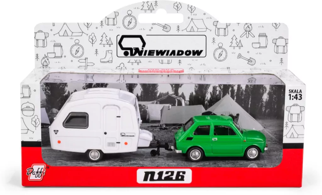 Fiat 126p + przyczepa Niewiadów Kemping zielony - tantis.pl