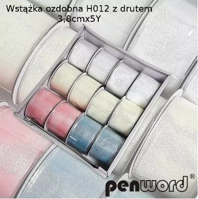 Wstążka ozdobna z drutem 38mmx4,5m - tantis.pl
