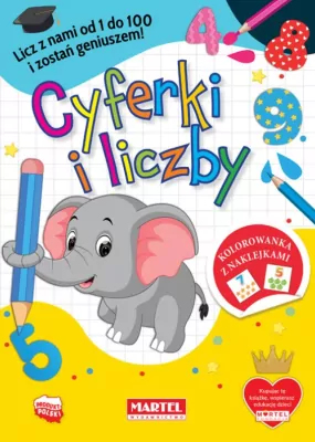 Cyferki i liczby z naklejkami. Kolorowanka