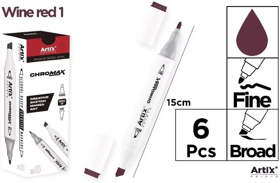 Marker Chromax z 2 końcówkami wine red 1 - tantis.pl
