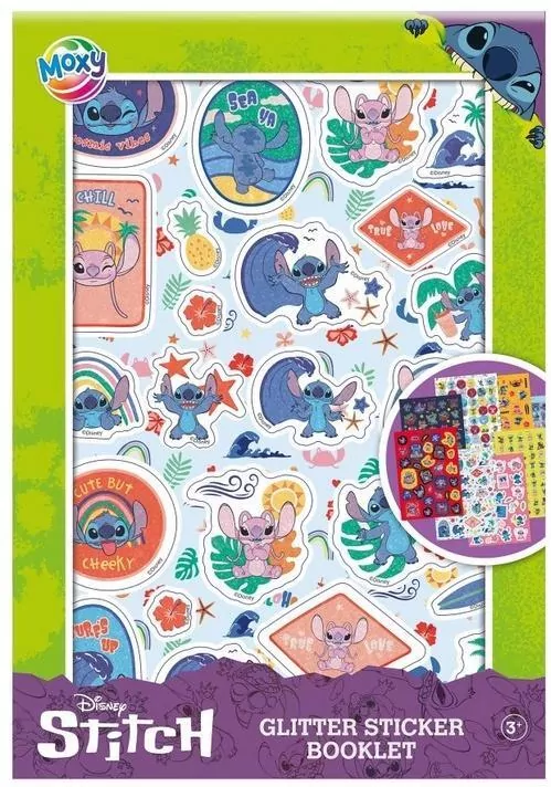 Książeczka z brokatowymi naklejkami Disney Stitch - tantis.pl