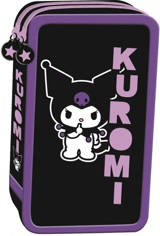 Piórnik podwójny z wyposażeniem Kuromi black - tantis.pl