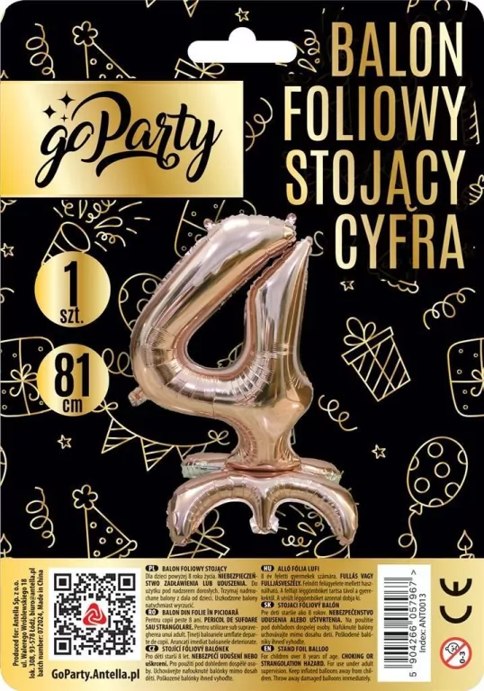 Balon foliowy stojący 4 rose gold 81cm - tantis.pl