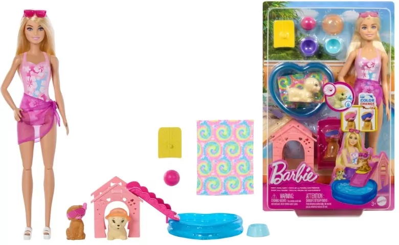 Barbie Puppy Pool Party z akcesoriami zmiana kolor - tantis.pl