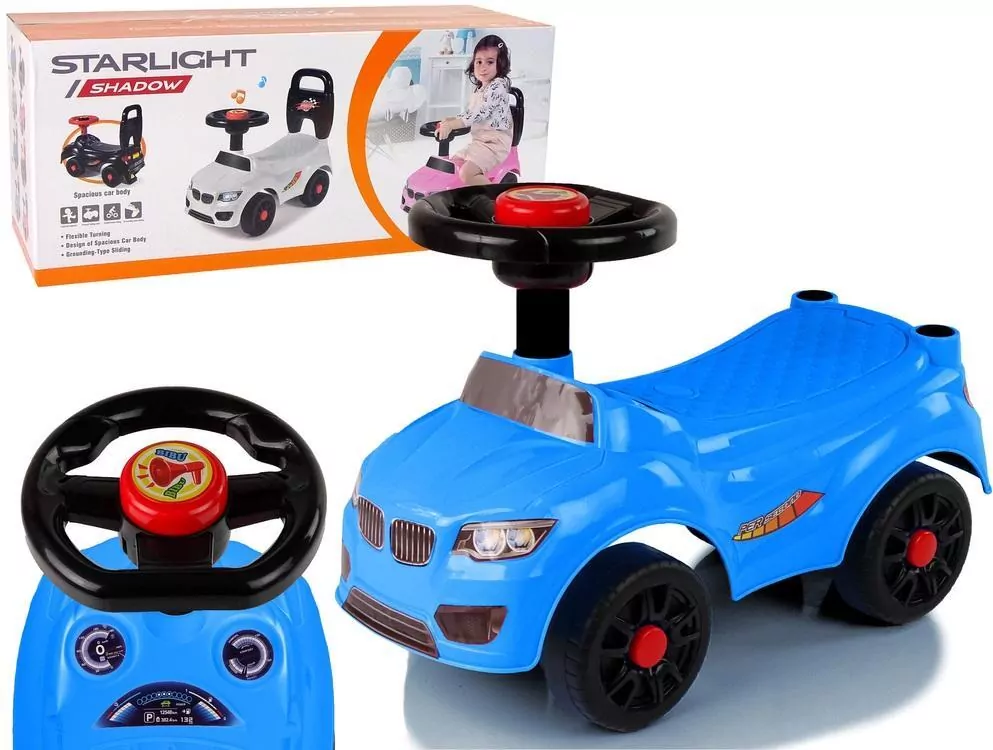 Jeździk. Samochód z klaksonem niebieski - tantis.pl