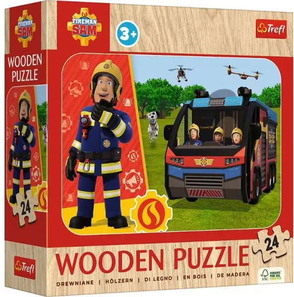 Puzzle drewniane 24 Niesamowity Strażak TREFL - tantis.pl