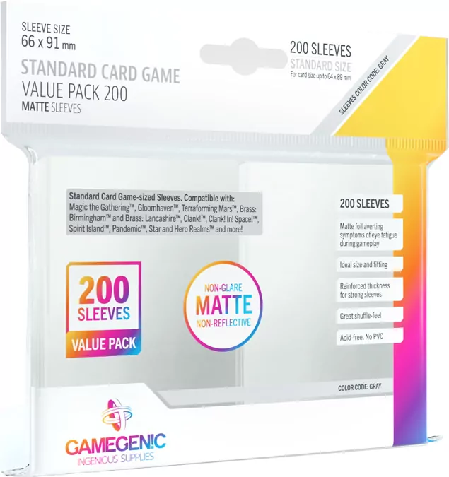 Gamegenic: Matte Value Sleeving Pack (66x91 mm) 200 sztuk - tantis.pl