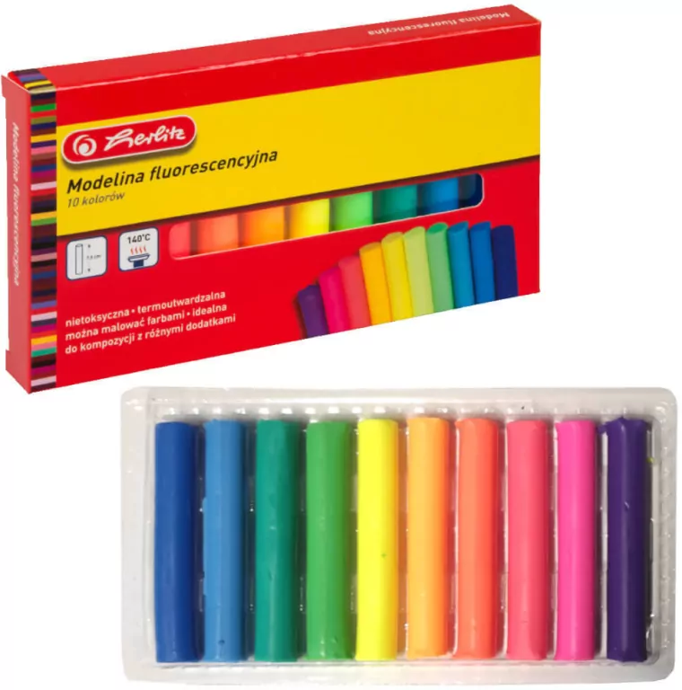 Herlitz. Modelina fluorescencyjna, 10 kolorów - tantis.pl