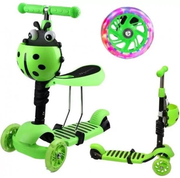 Hulajnoga 3-kołowa 3w1 biedronka zielona - tantis.pl