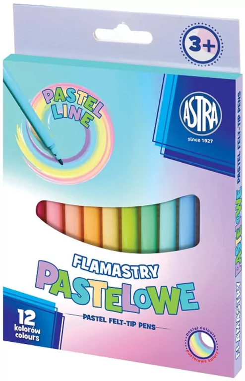Astra. Flamastry pastelowe, 12 kolorów - tantis.pl