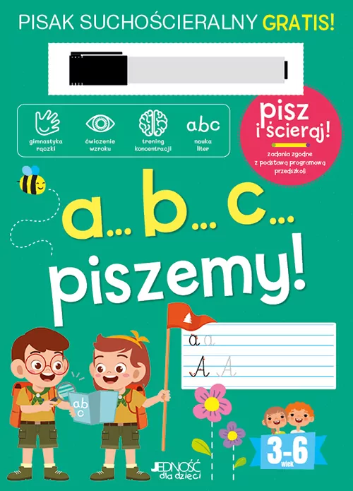 A...B...C... piszemy! Książka z pisakiem suchościeralnym - tantis.pl