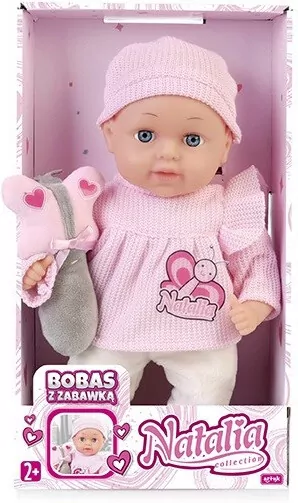 Lalka Natalia bobas z zabawką 33 cm - tantis.pl