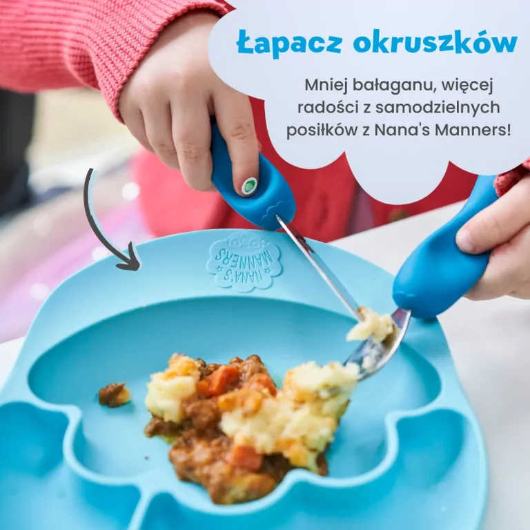 Nana's Manners Talerz silikonowy z przyssawką niebieski - tantis.pl