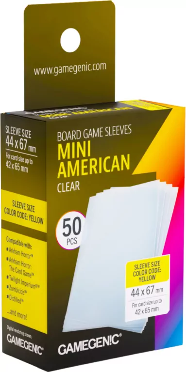Gamegenic: Board Game Sleeves - Mini American (44x67 mm) - Clear - 50 sztuk - tantis.pl