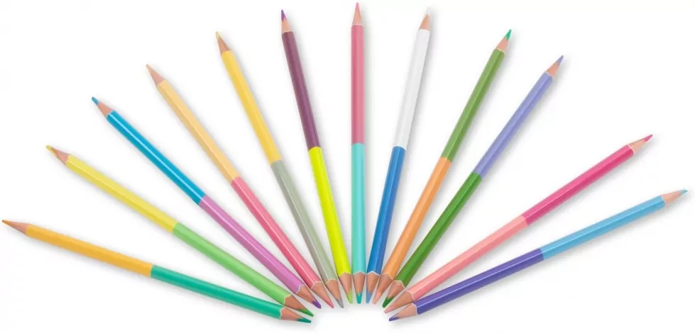 Derform. Kredki trójkątne dwustronne pastel, 24 kolory - tantis.pl