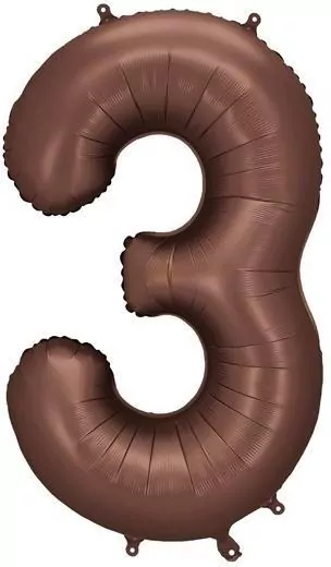 Balon foliowy cyfra 3 86cm mocca - tantis.pl