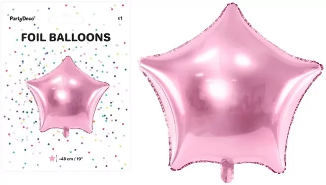 Balon foliowy Gwiazdka 48cm jasny róż - tantis.pl