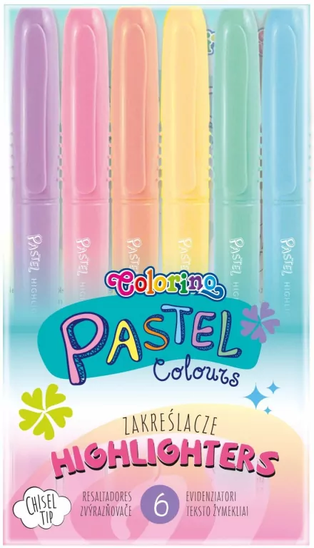 Zakreślacze Colorino Kids 6 kolorów PASTEL - tantis.pl