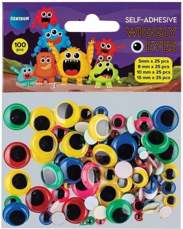 Ruchome oczka samoprzylepne kolorowe mix 100szt - tantis.pl