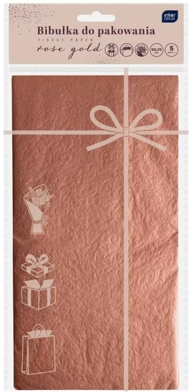 Bibułka do pakowania 50x70cm 5 arkuszy rose gold - tantis.pl