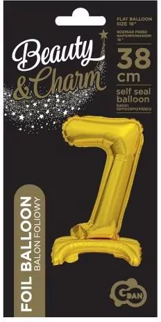 Balon foliowy B&C Cyfra stojaca "7" złota 38cm - tantis.pl