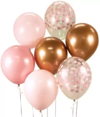 Bukiet balonowy Beauty&Charm. Różowo-miedziany 7 szt. 30 cm