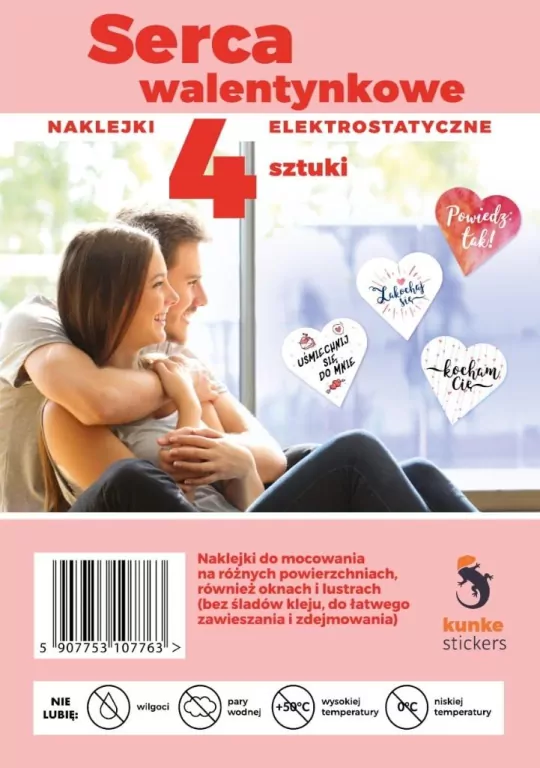Naklejki serca walentynkowe 4szt - tantis.pl