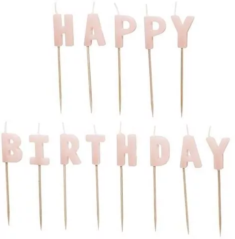 Świeczki Happy Birthday różowe 2,5cm 13szt - tantis.pl