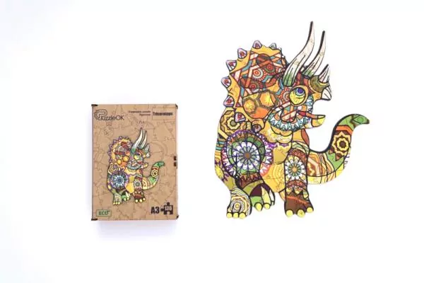 Puzzle drewniane eko 130. Triceratops - tantis.pl