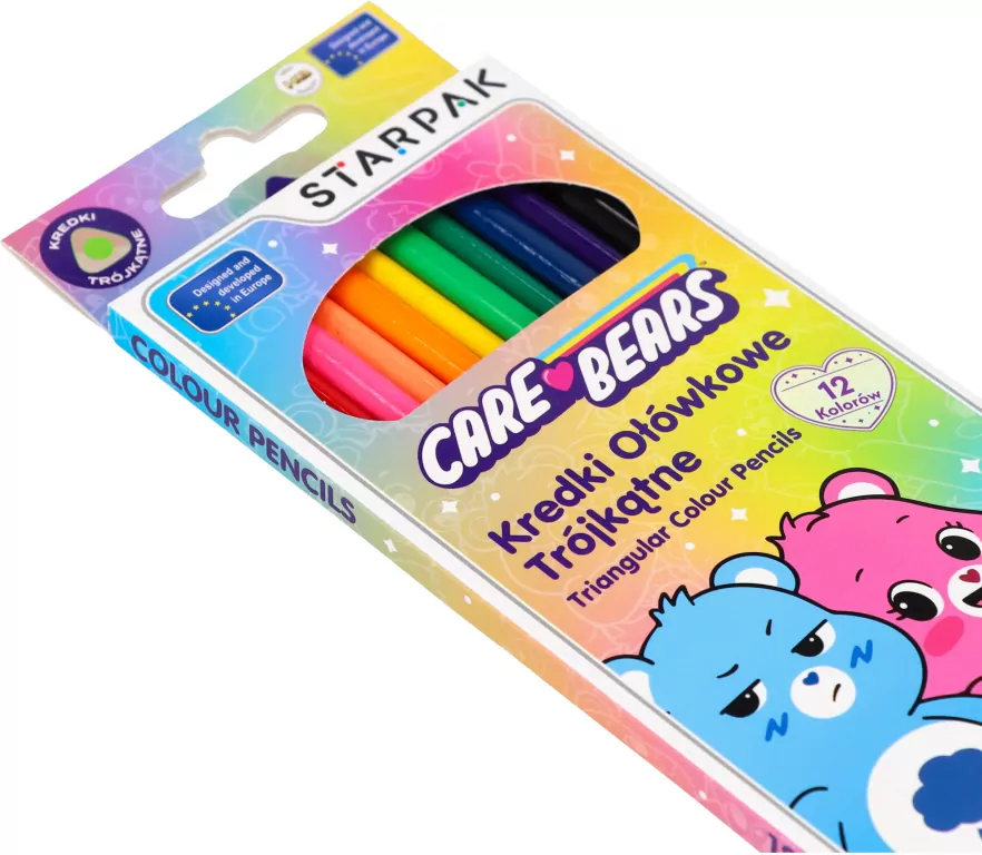 Kredki ołowkowe trójkątne Care Bears 12 kolorów - tantis.pl