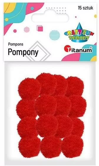 Pompony poliestrowe 18mm czerwone - tantis.pl