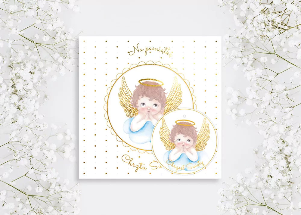 Karnet KW Chrzest Aniołek na chmurce - tantis.pl
