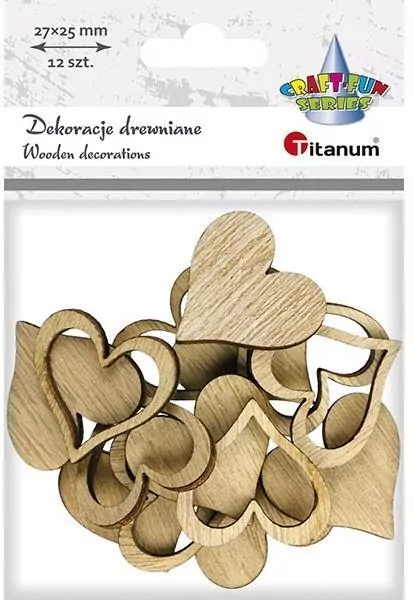 Drewniane serca pełne i obrysy 27x25mm - tantis.pl
