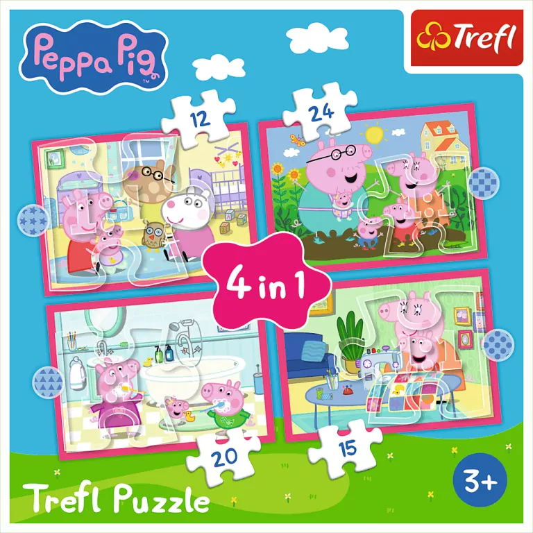 Puzzle 4w1 Peppa uwielbia przygody TREFL - tantis.pl
