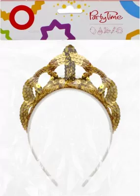 Tiara z cekinami złota