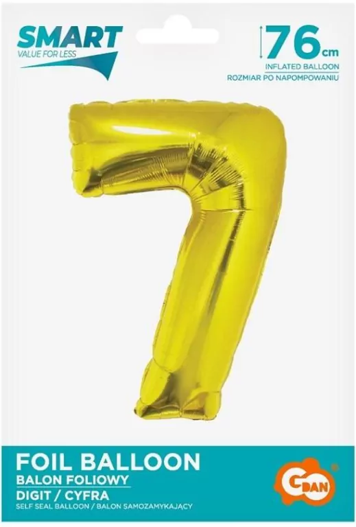 Balon foliowy 76cm. Cyfra 7 złota - tantis.pl