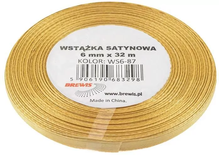 Wstążka satynowa złota 6mmx32m - tantis.pl