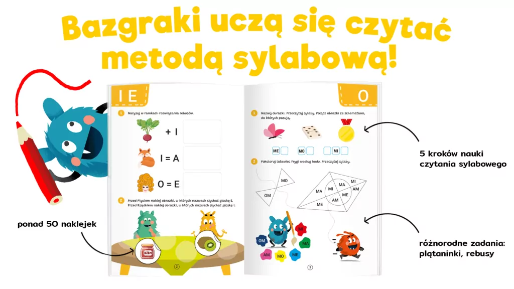 Bazgraki czytają sylabami. Czytanie sylabowe. Ćwiczenia - tantis.pl