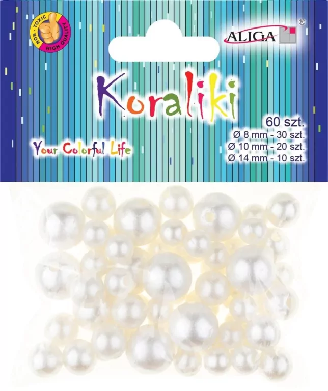 Koraliki plastikowe perłowe 60szt MIX - tantis.pl