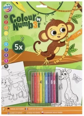 Kolorowanie po numerach A4 5ark Małpka