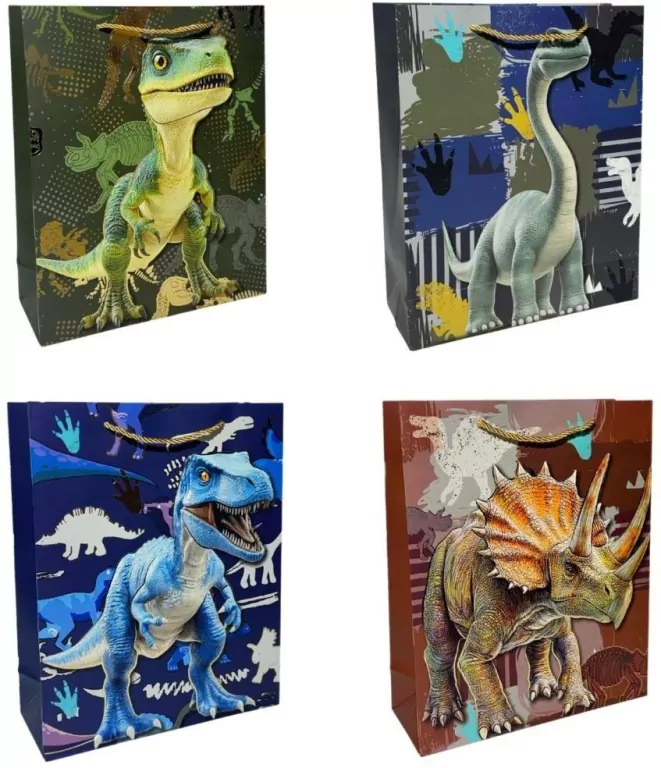 Torebka prezentowa dziecięca L Dinozaury mix - tantis.pl