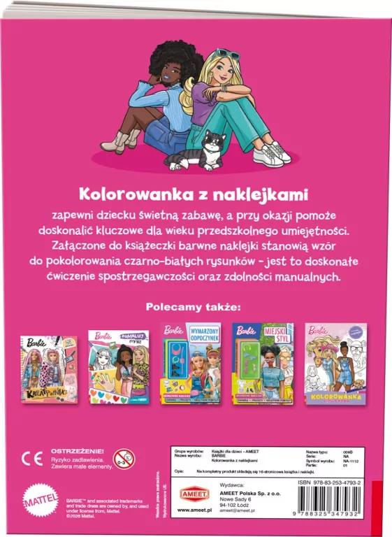 Mattel Barbie. Kolorowanka z naklejkami - tantis.pl