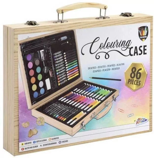 Zestaw artystyczny walizka drewniana, 86 elementów - tantis.pl